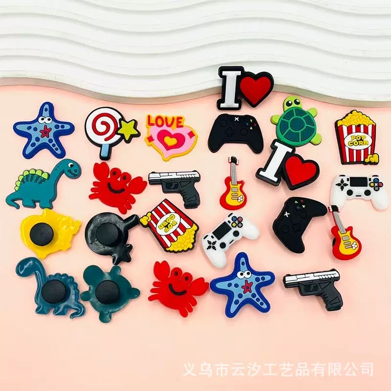 Hot-selling PVC soft rubber cartoon shoes flower game/Dinosaur series Crocs DIY accessories h Hot-selling PVC soft rubber cartoon shoes flower game/Dinosaur series Crocs DIY accessories h