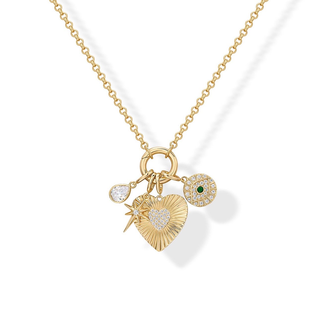 This is a popular cross-border luxury, niche, high-appeal design with a unique and versatile heart-shaped brass gold electroplated necklace from Europe and America