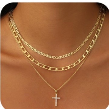 A new fashionable zircon pendant Y-shaped necklace with a strong sense of design and versatile collarbone chain, featuring cross-border brass electroplated with real gold from Europe and America details Picture