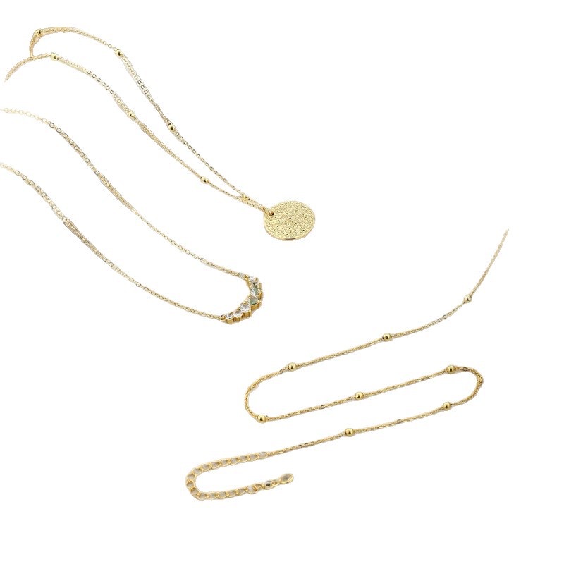 A popular cross-border bestseller in Europe and America, personalized and creative design set of three-layer brass real gold electroplated necklace for Ms. Shang Application Scenario