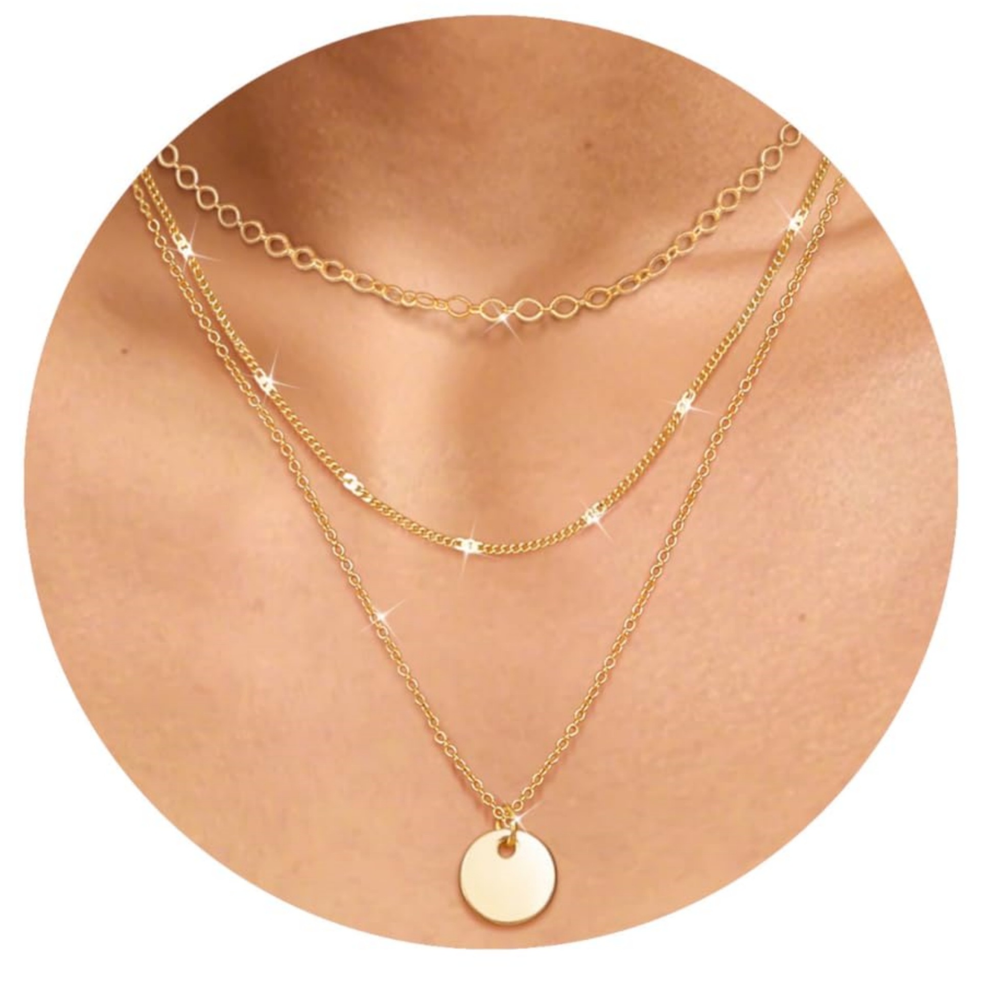 A three-piece series of fashionable small round bead collarbone chain and butterfly pendant necklace with popular cross-border sales in Europe and America, featuring brass, real gold plating Application Scenario