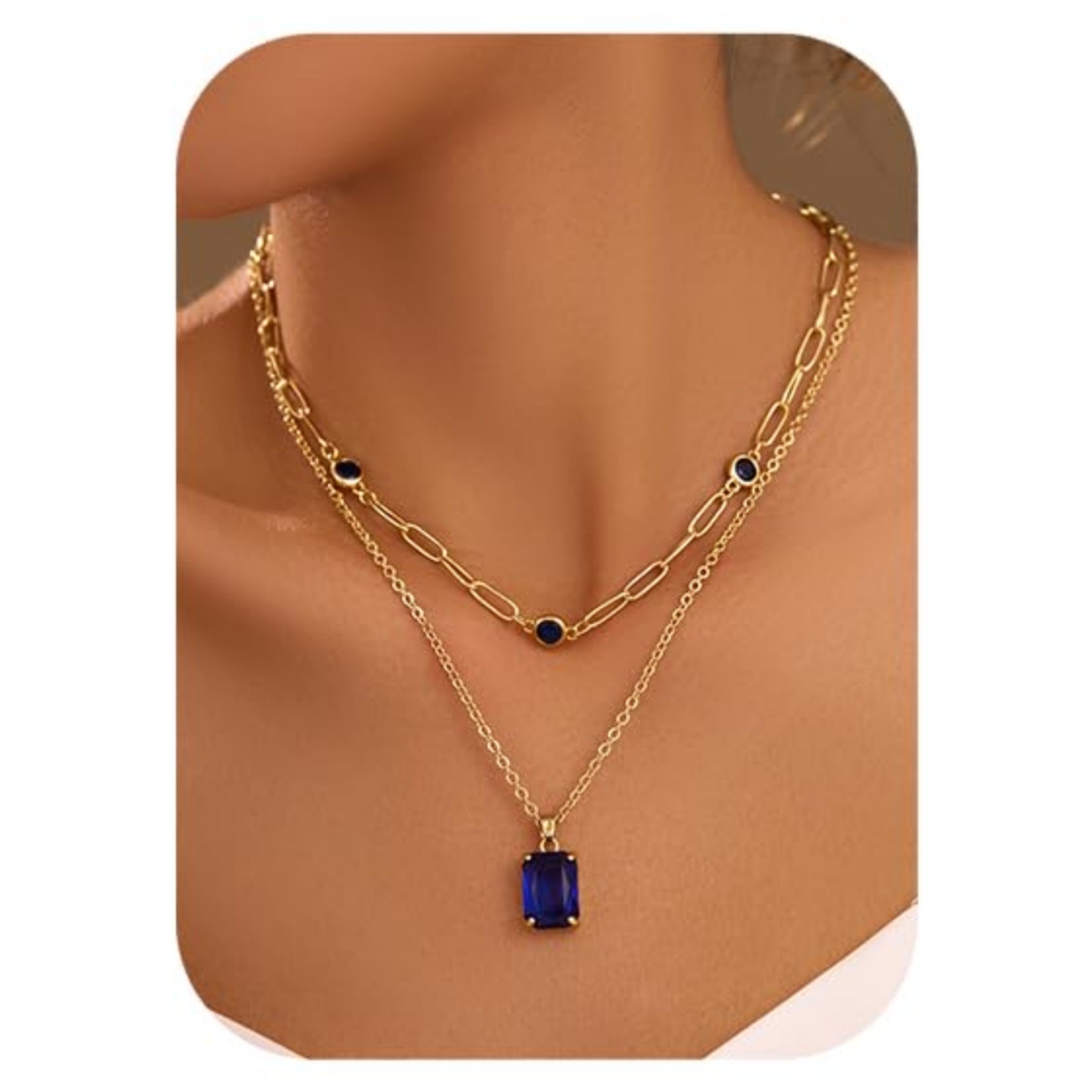 This is a popular cross-border product from Europe and America, featuring a retro, simple and exquisite style. It is inlaid with square zirconia and has a double-layer stacked collarbone chain Application Scenario