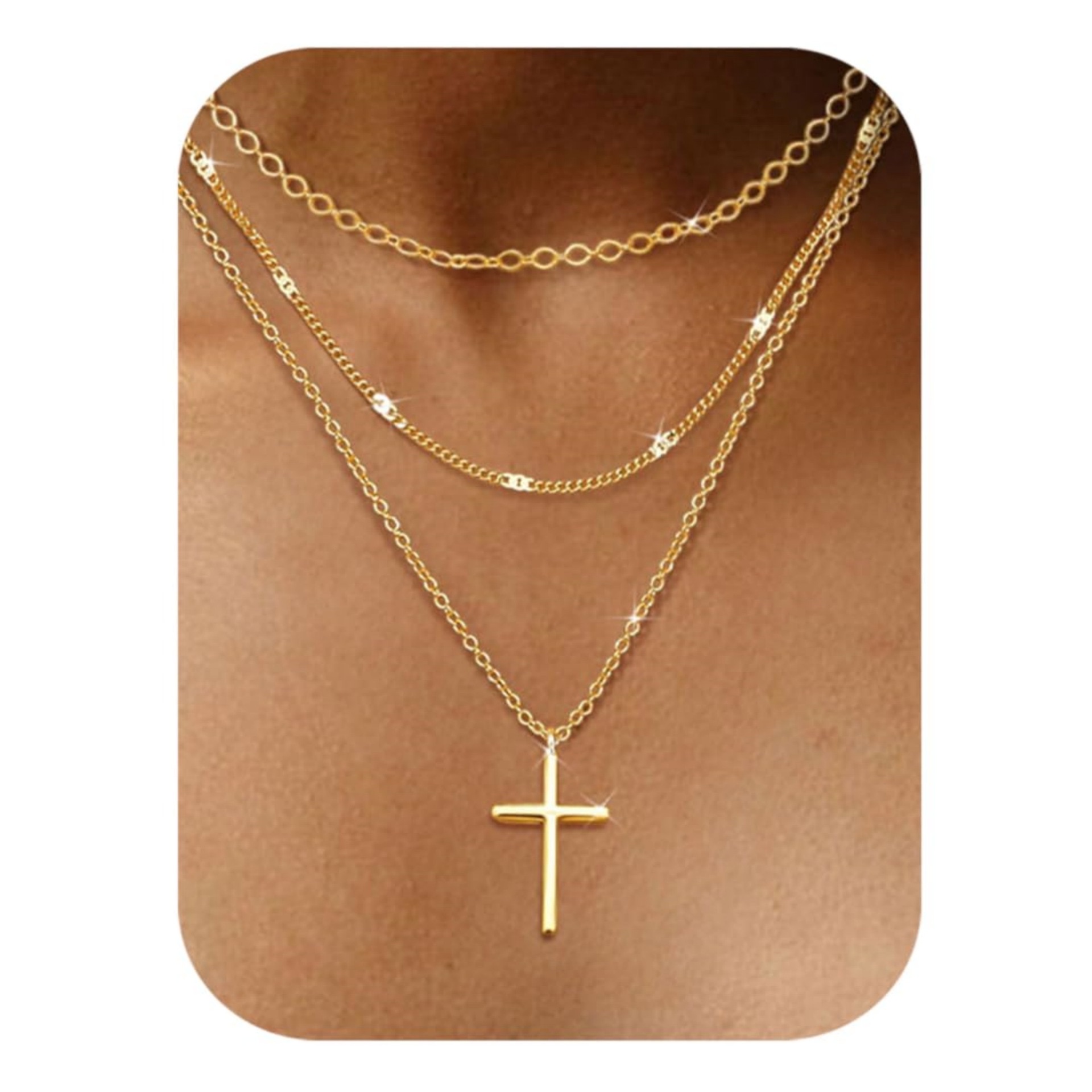 A three-piece series of fashionable small round bead collarbone chain and butterfly pendant necklace with popular cross-border sales in Europe and America, featuring brass, real gold plating Item Picture