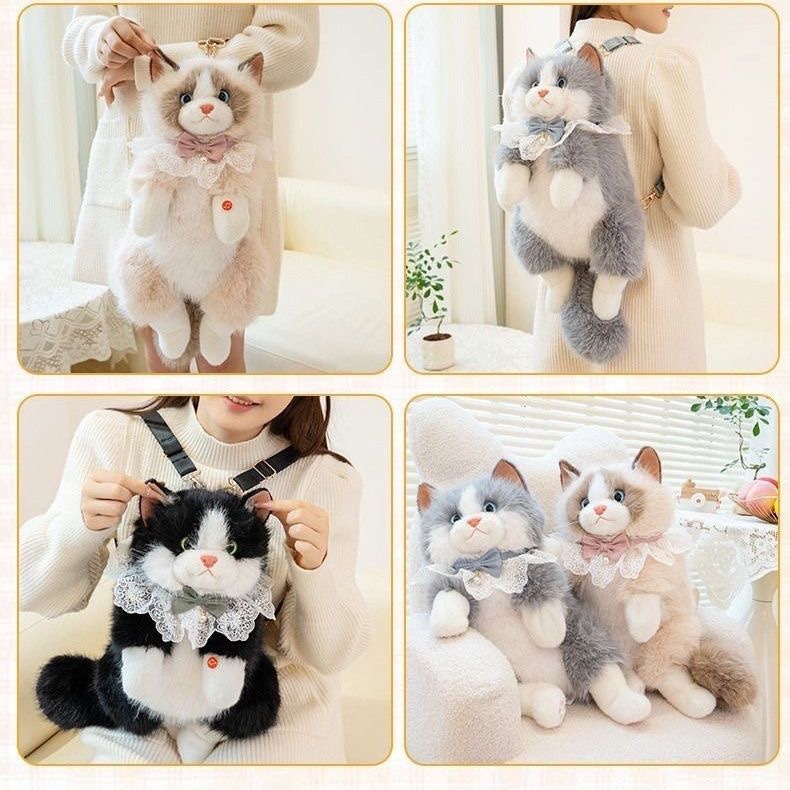 Simulated stuffed toys, backpacks, cat backpacks, plush dolls, plush toys detail image 9