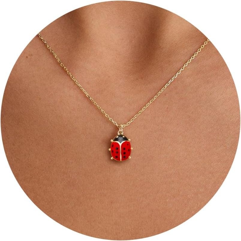 European and American cross-border small animal stone necklace, charming, cute, fashionable and versatile, with a sense of design, colorful and small collarbone chain details Picture