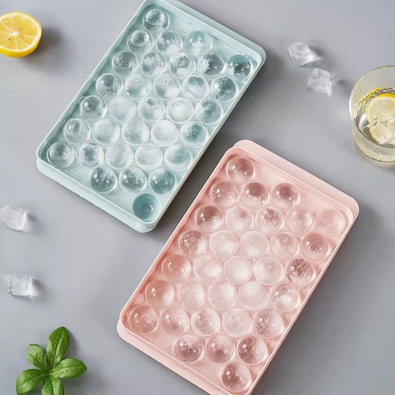 The ice cube tray mold, made of food-grade material, is a hot seller in summer for pressing round ice cubes Application Scenario