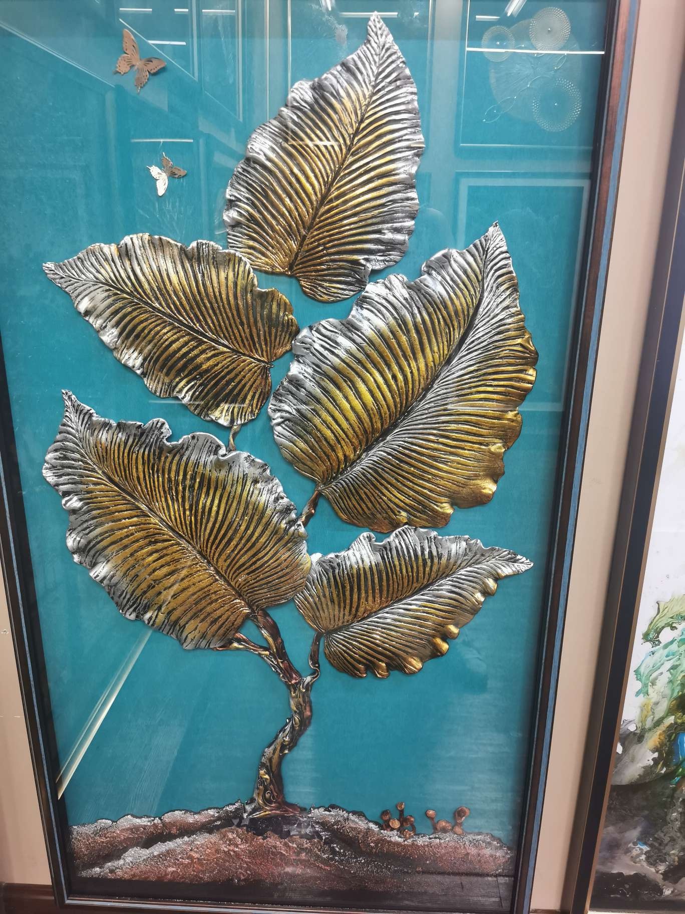 金属叶艺术画作 墙面装饰挂画 轻奢客厅卧室软装摆件