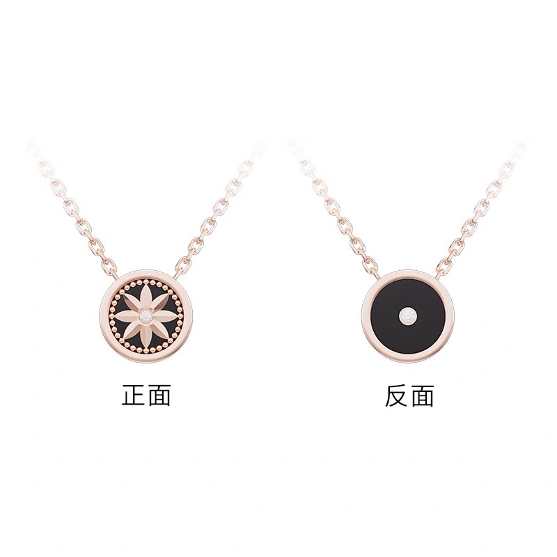 NOLYN Deoksugung Co-branded black agate necklace with eave tiles, double-sided wearing, collarbone chain, niche and light luxury details Picture
