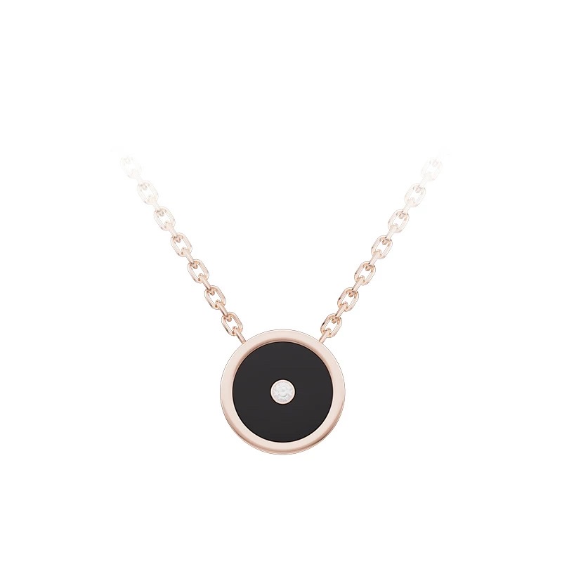 NOLYN Deoksugung Co-branded black agate necklace with eave tiles, double-sided wearing, collarbone chain, niche and light luxury Specification image