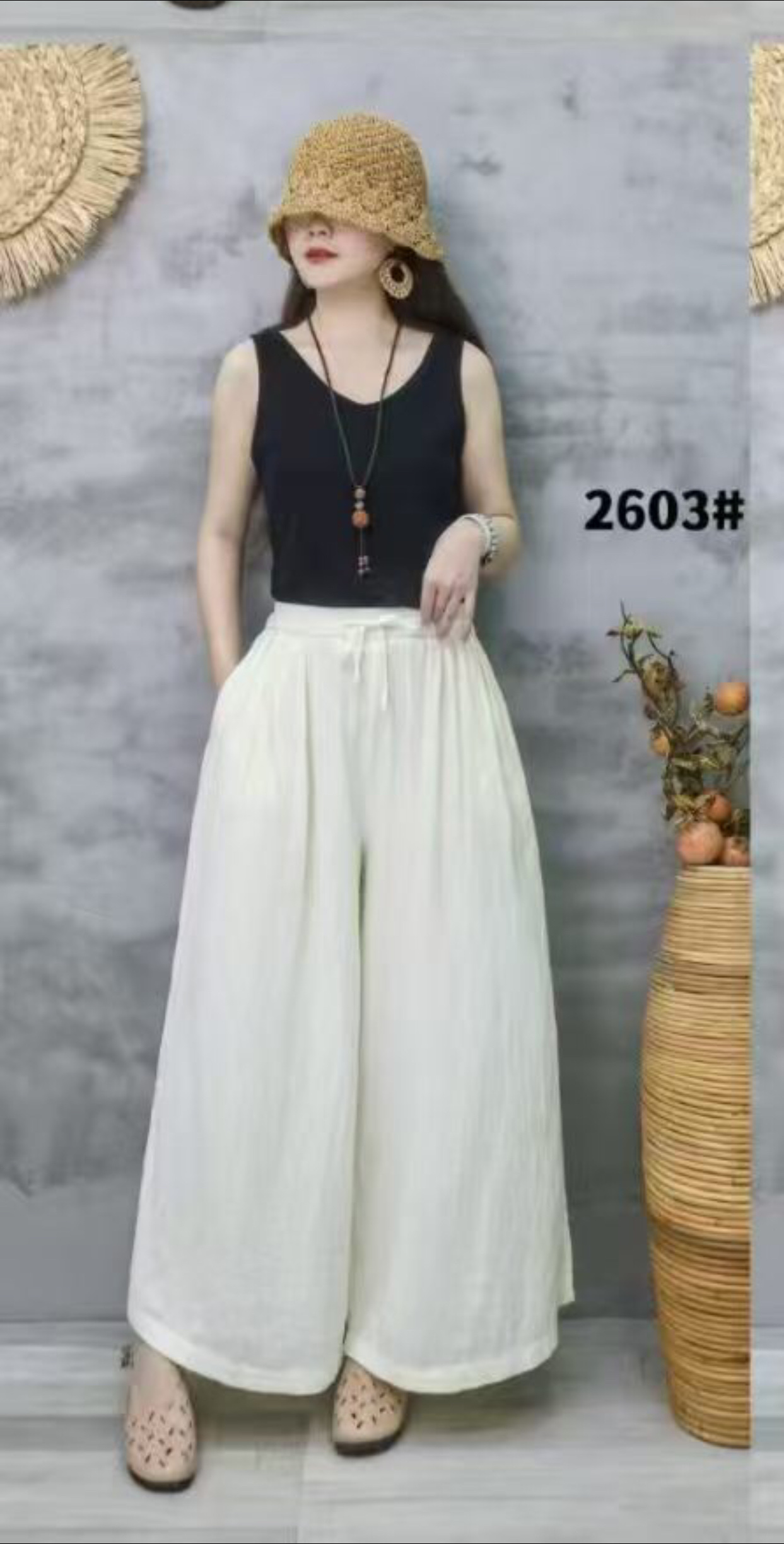 Wide-leg trousers and white women's trousers for Spring, Summer and autumn 2026 Specification image