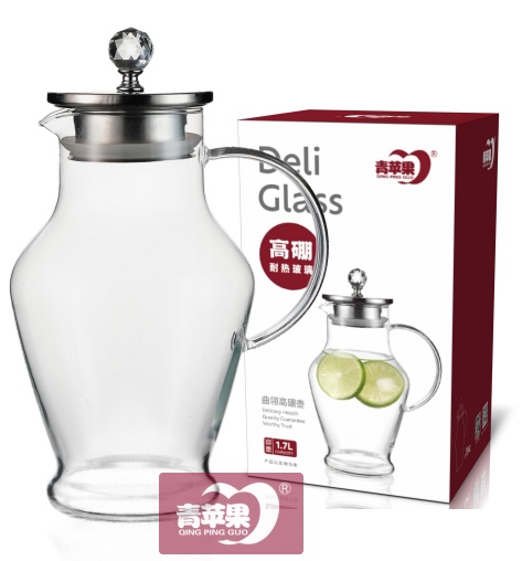 High borosilicate high-temperature resistant glass water kettle - can directly hold boiling water; large handle anti-scald household tea/juice kettle