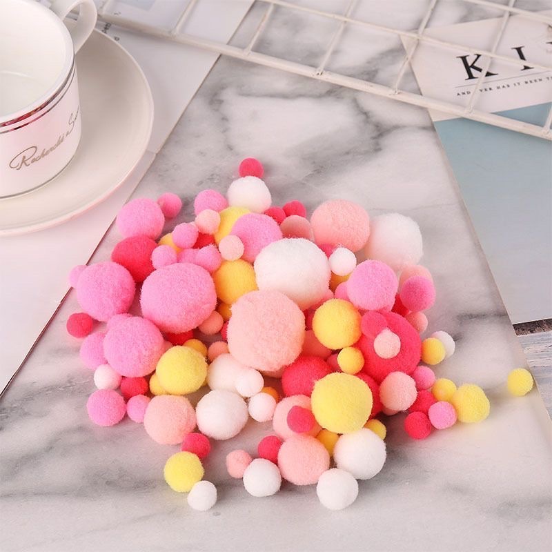 High-elasticity, colorful children's creative small fur balls, making plush balls, mixed diy accessories, kindergarten handicraft materials details Picture