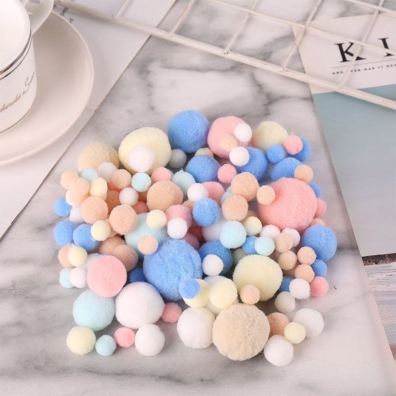 High-elasticity, colorful children's creative small fur balls, making plush balls, mixed diy accessories, kindergarten handicraft materials Item Picture