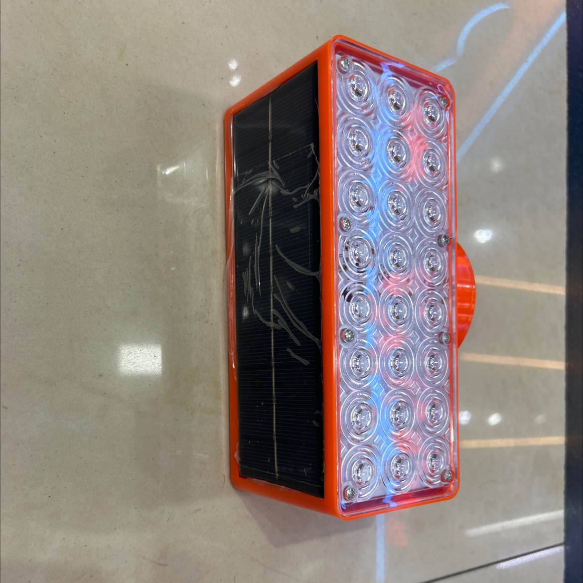 Solar traffic warning light with double-sided lamp beads and magnet 019-03 detail image 2