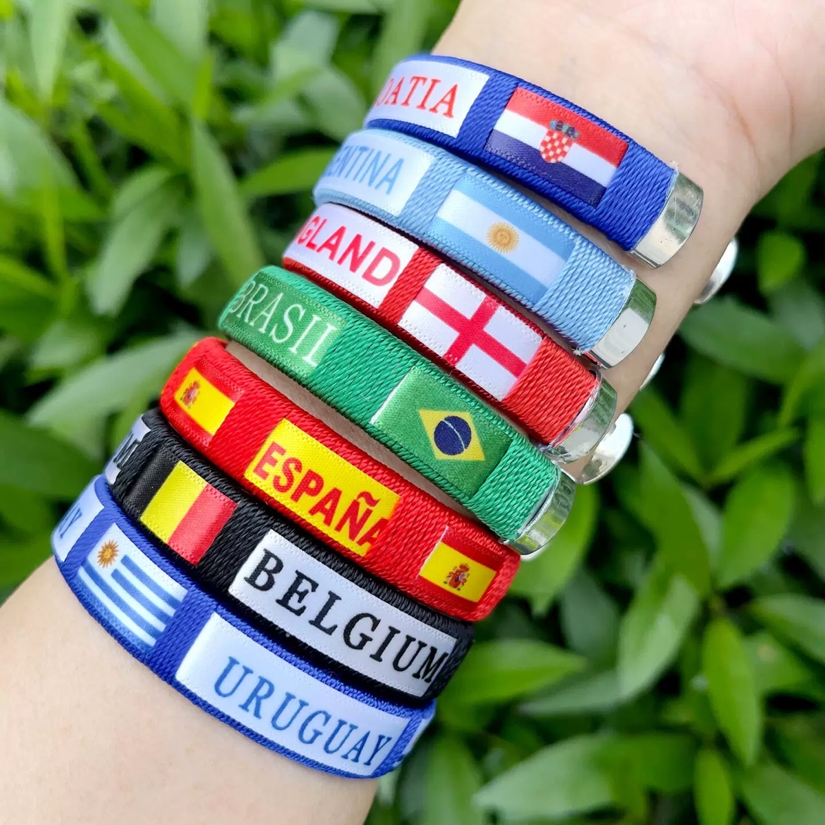 Football fan wristband, Spanish, Brazilian, Portuguese, Argentine, French, Italian line wristband