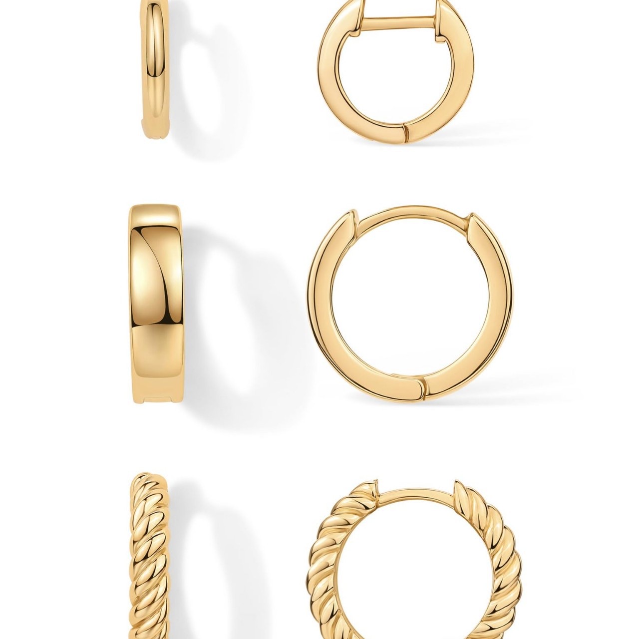 A high-end set of genuine gold, brass, electroplated, fashionable hip-hop, smooth circle women's earrings that are selling well across borders from Europe and America