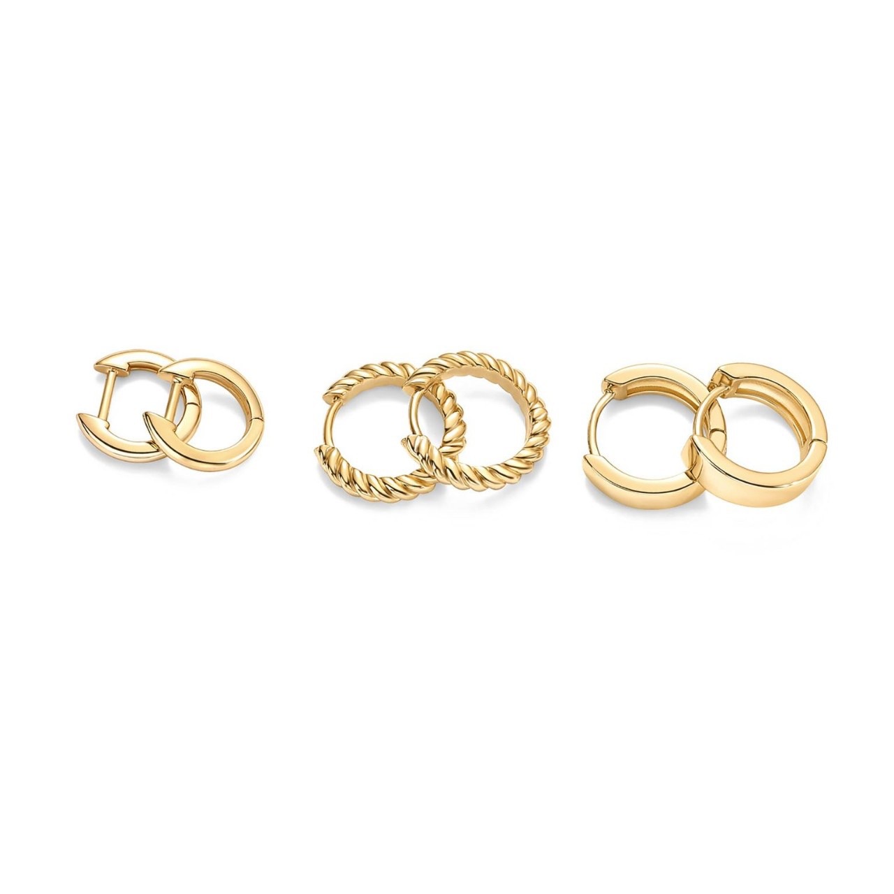 A high-end set of genuine gold, brass, electroplated, fashionable hip-hop, smooth circle women's earrings that are selling well across borders from Europe and America details Picture