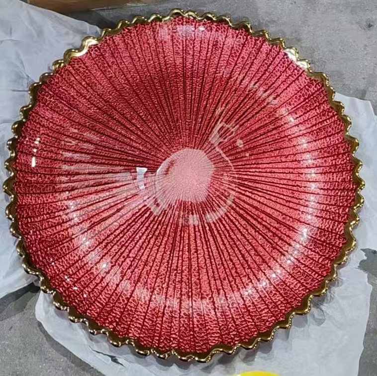 纹理玻璃盘子 家用餐盘 装饰摆盘 高档餐具 玻璃餐桌垫盘玻璃碗沙拉套碗玻璃碗 detail image 4