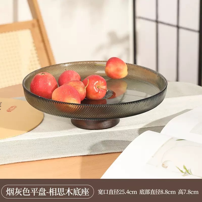 玻璃果盘 高档玻璃果 盘轻奢玻璃器皿 装饰玻璃盘 家用餐桌摆件玻璃碗