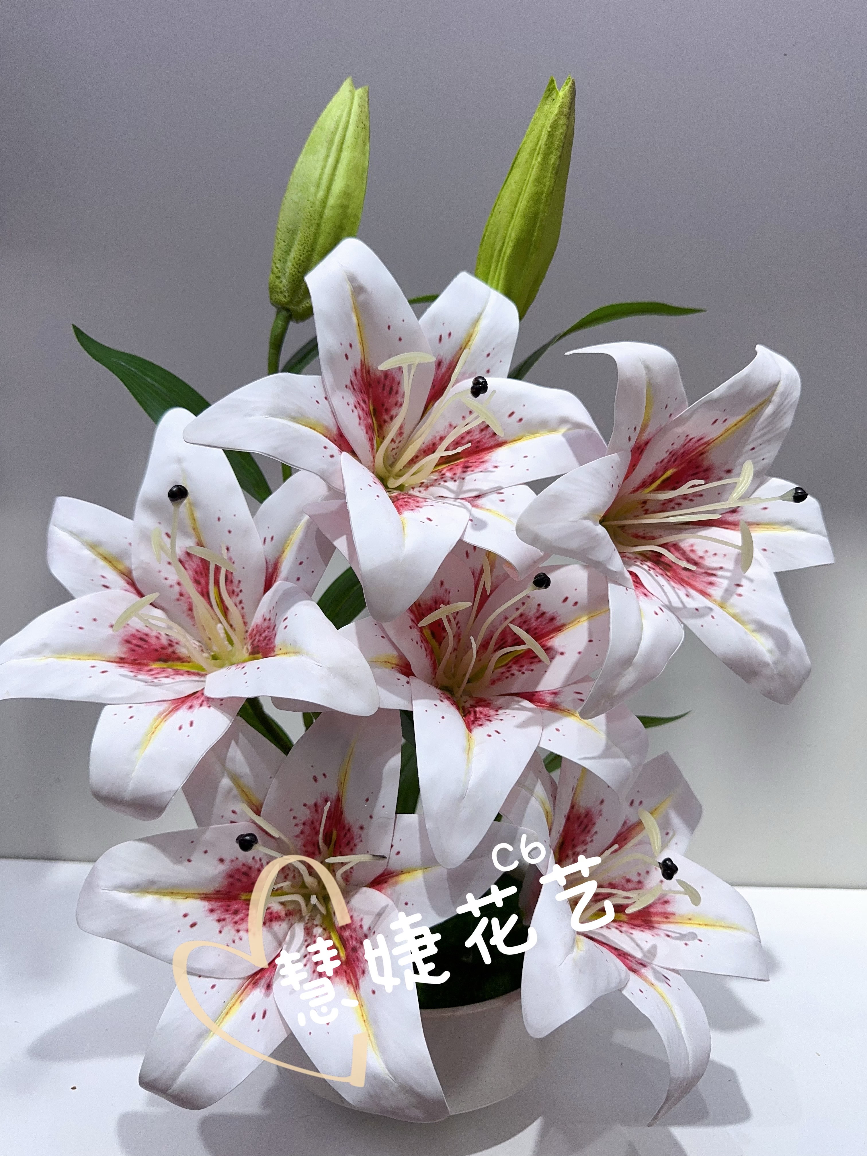 百合仿真花盆景，适用任何需要装饰的地方。百合花仿真花假花仿真花人造花