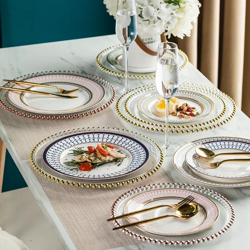 High-quality Glass placemats with high cost performance. Direct supply from the source factory. Glass charger plate tableware Item Picture