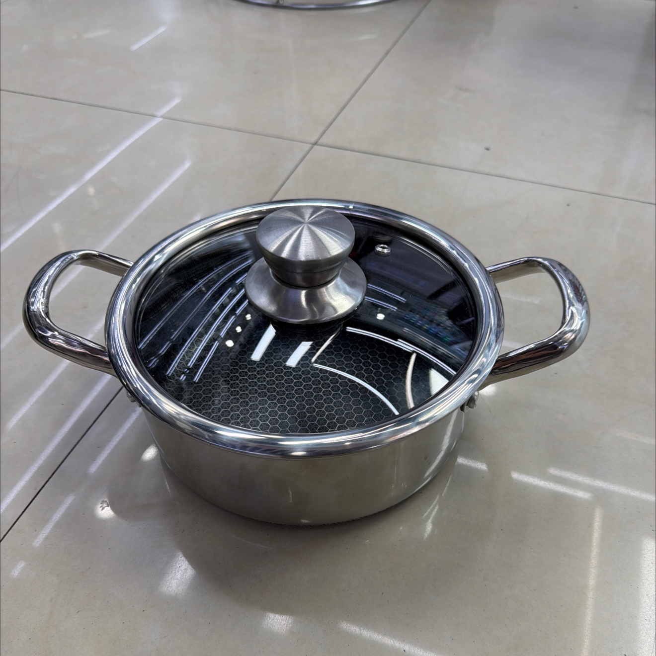 三层钢双面蚀刻汤锅22cm