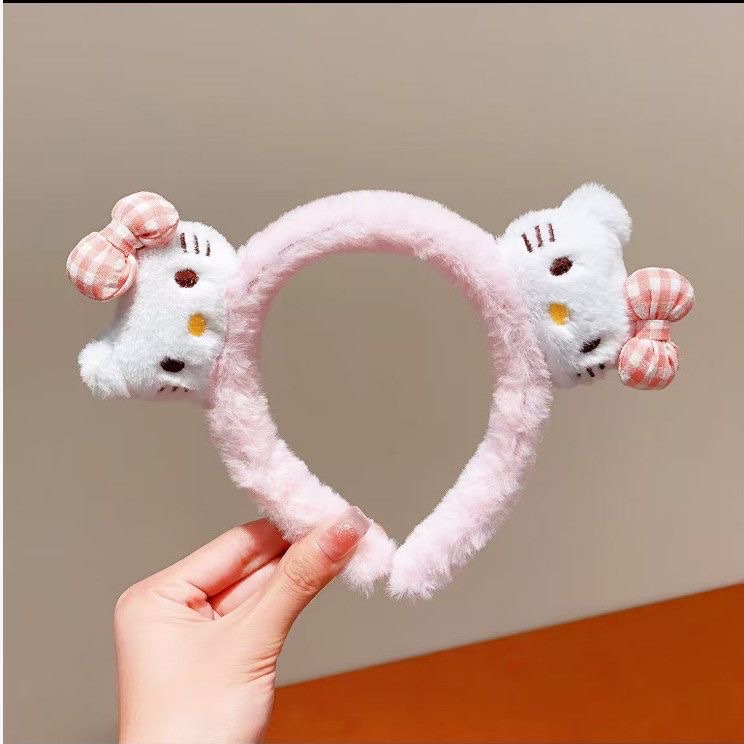 Lace-trimmed kt cat headband, children's headband, bow headwear detail image 2