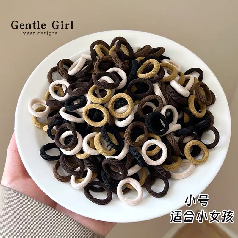 奶咖色无缝发圈不伤发绳高弹力耐用头绳扎头发皮筋女黑色皮套简约细节图