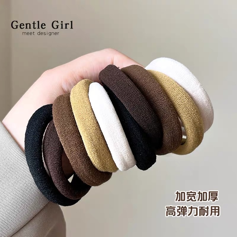 奶咖色无缝发圈不伤发绳高弹力耐用头绳扎头发皮筋女黑色皮套简约产品图