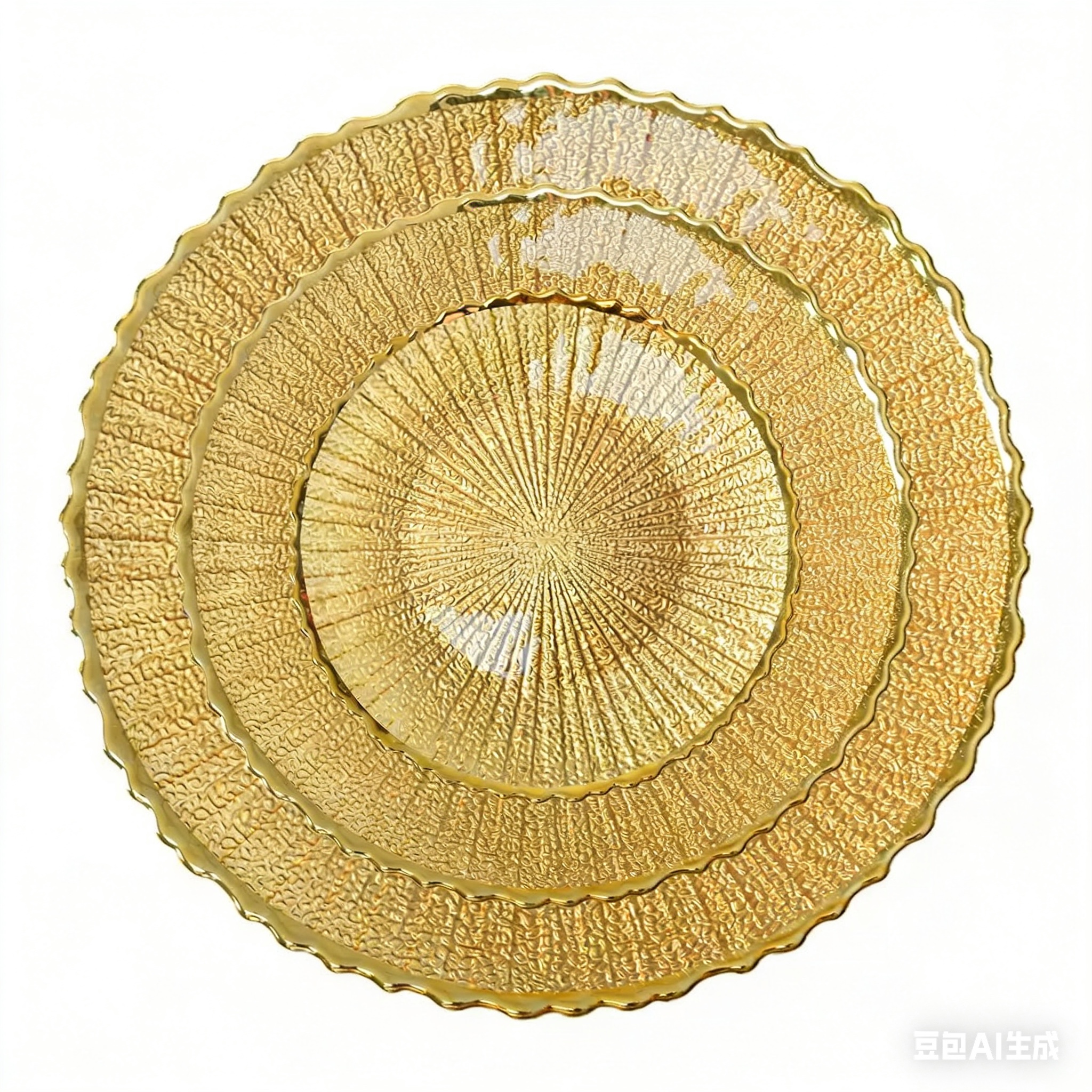 纹理玻璃盘子 家用餐盘 装饰摆盘 高档餐具 玻璃餐桌垫盘玻璃碗沙拉套碗玻璃碗 detail image 2