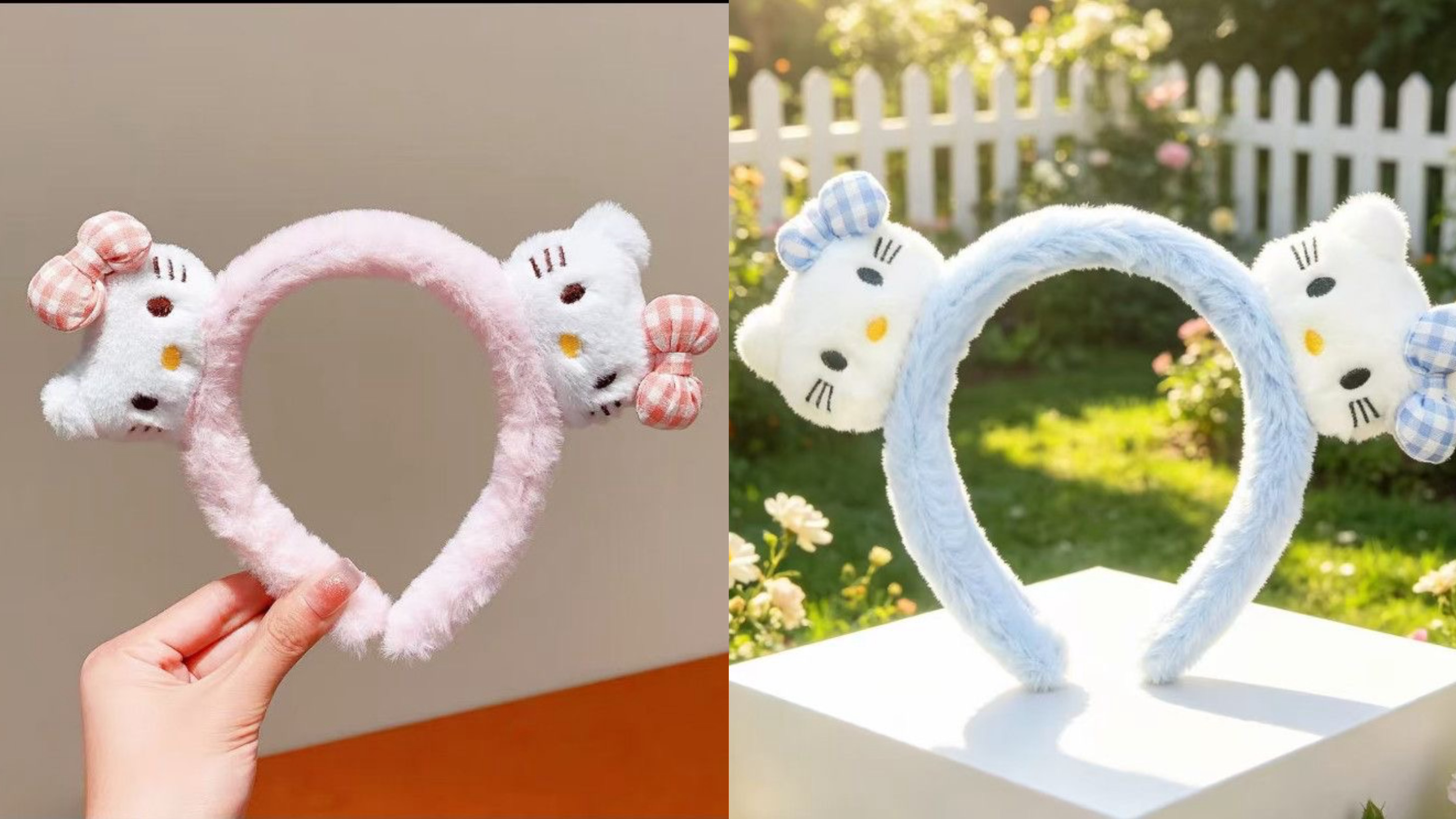 Lace-trimmed kt cat headband, children's headband, bow headwear Item Picture