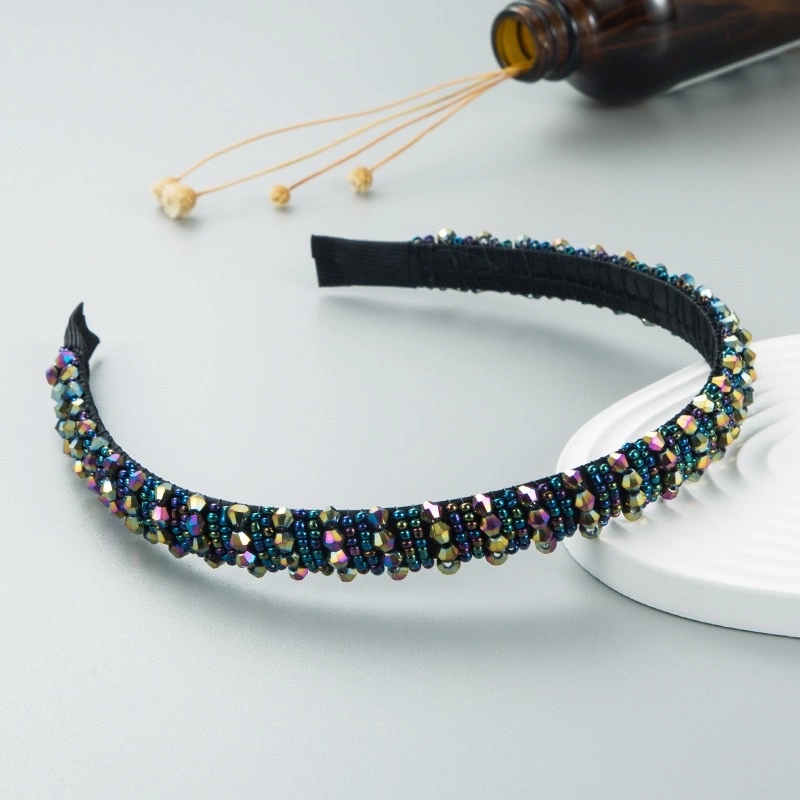 Hair bands, European and American hand-woven beaded headbands, Baroque beaded hair bundles for women, Korean version of popular facial wash hair accessories, hair bands and headwear detail image 15