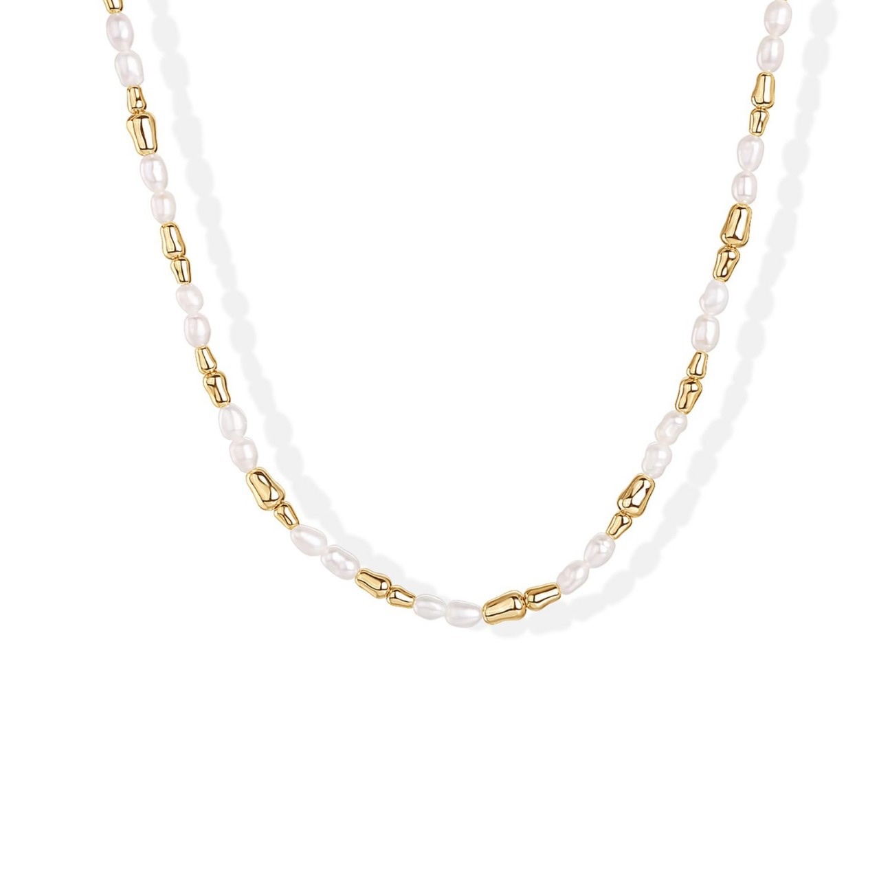 A luxurious and fashionable women's necklace made of natural freshwater pearls with genuine brass and gold plating, which is a cross-border bestseller from Europe and America Specification image