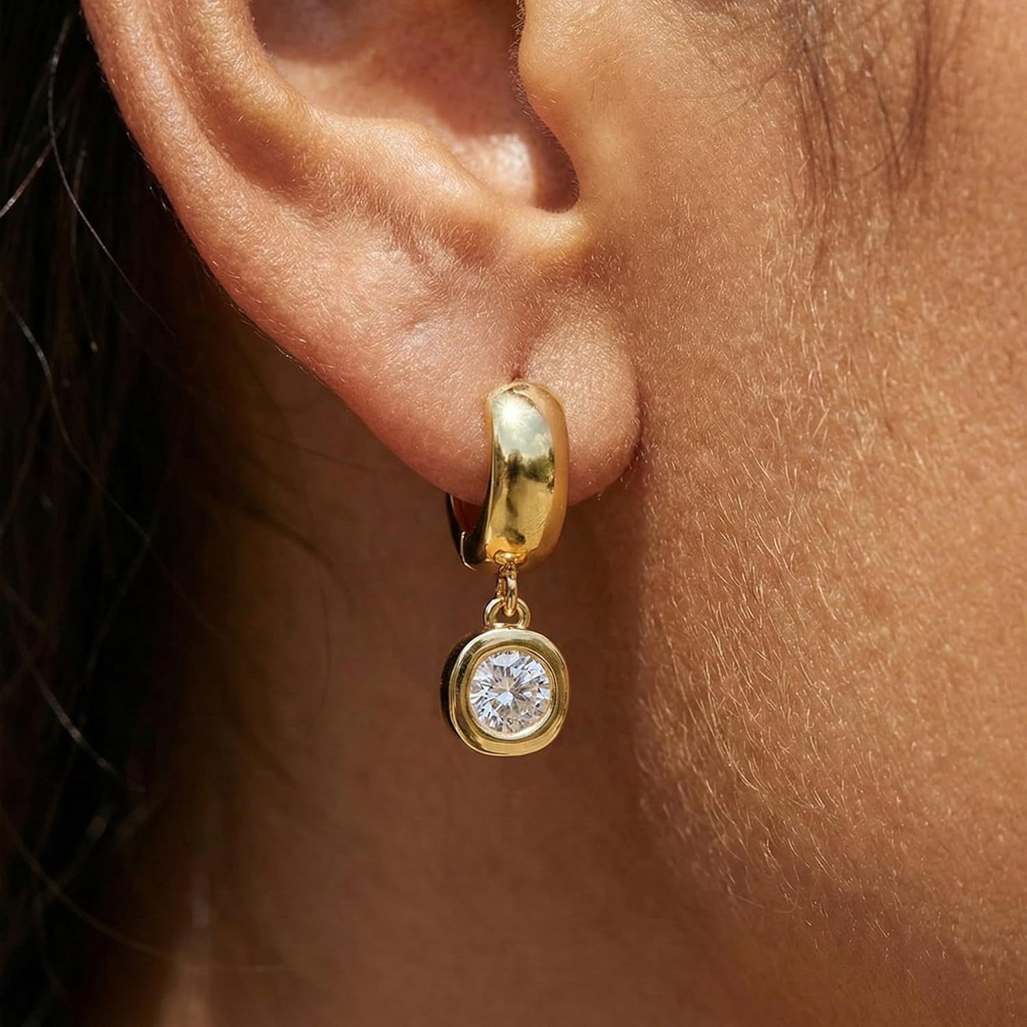 European and American cross-border best-selling brass electroplated real gold bubble ear buckles, round zircon ear studs, women's cross-border earrings and earrings