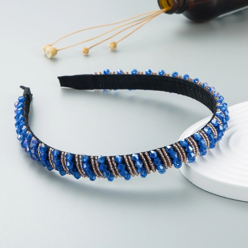 Hair bands, European and American hand-woven beaded headbands, Baroque beaded hair bundles for women, Korean version of popular facial wash hair accessories, hair bands and headwear detail image 2