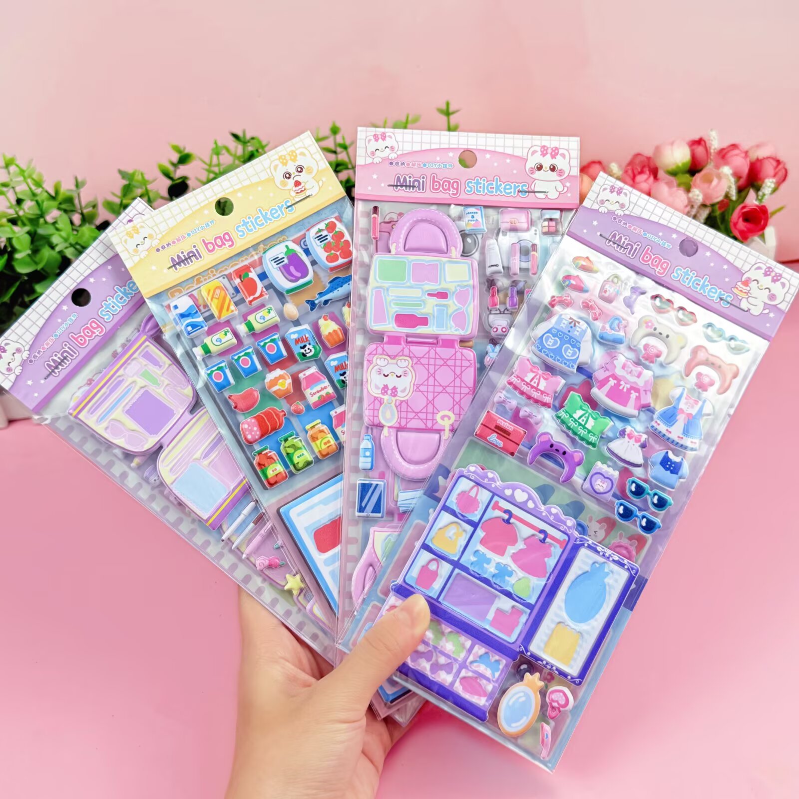 XT312 can store double-layer hibiscus leather bubble stickers Item Picture