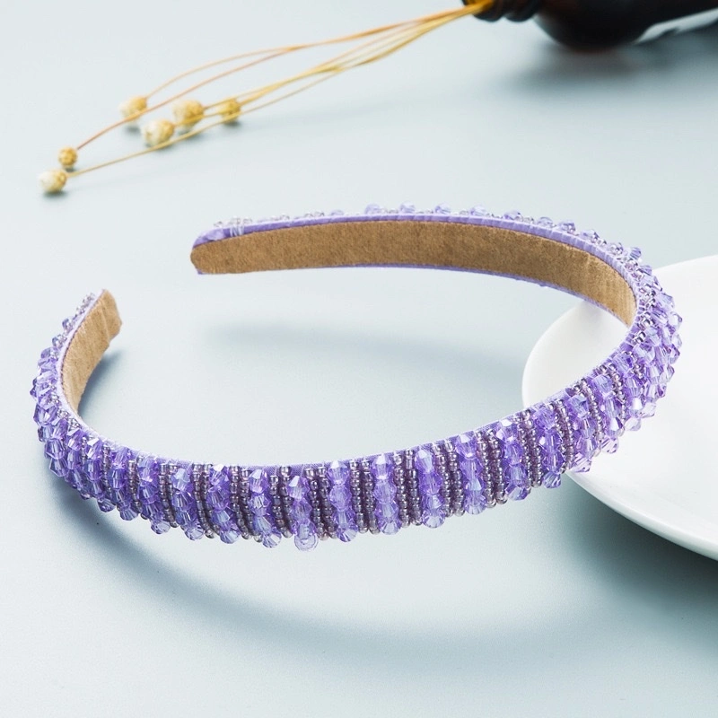 Hair bands, European and American hand-woven beaded headbands, Baroque beaded hair bundles for women, Korean version of popular facial wash hair accessories, hair bands and headwear detail image 6