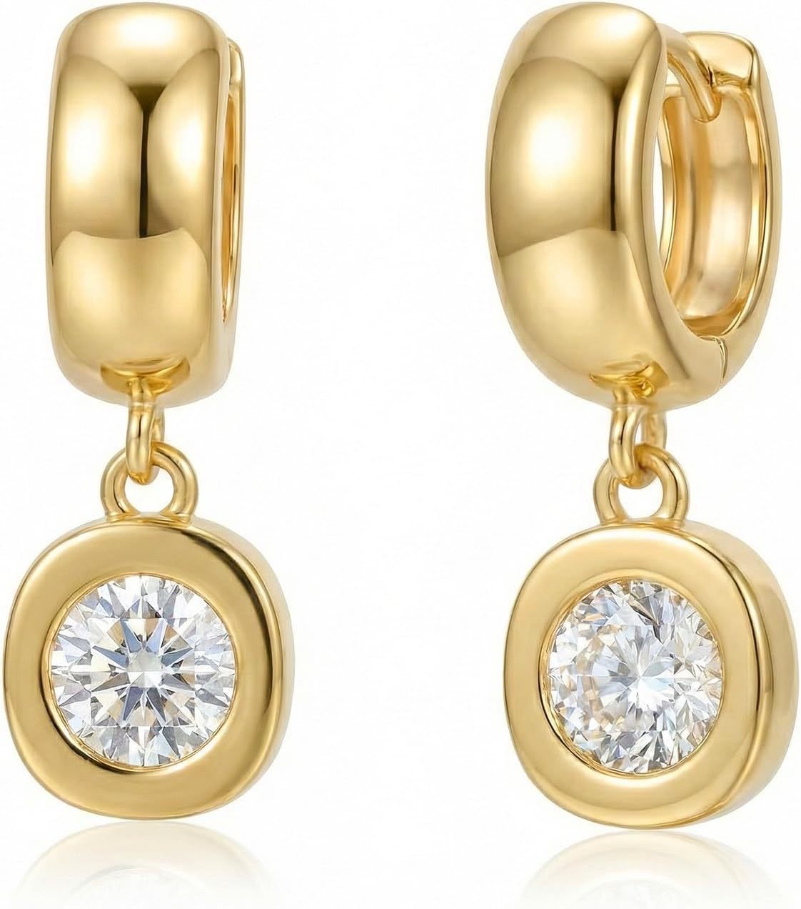 European and American cross-border best-selling brass electroplated real gold bubble ear buckles, round zircon ear studs, women's cross-border earrings and earrings Item Picture