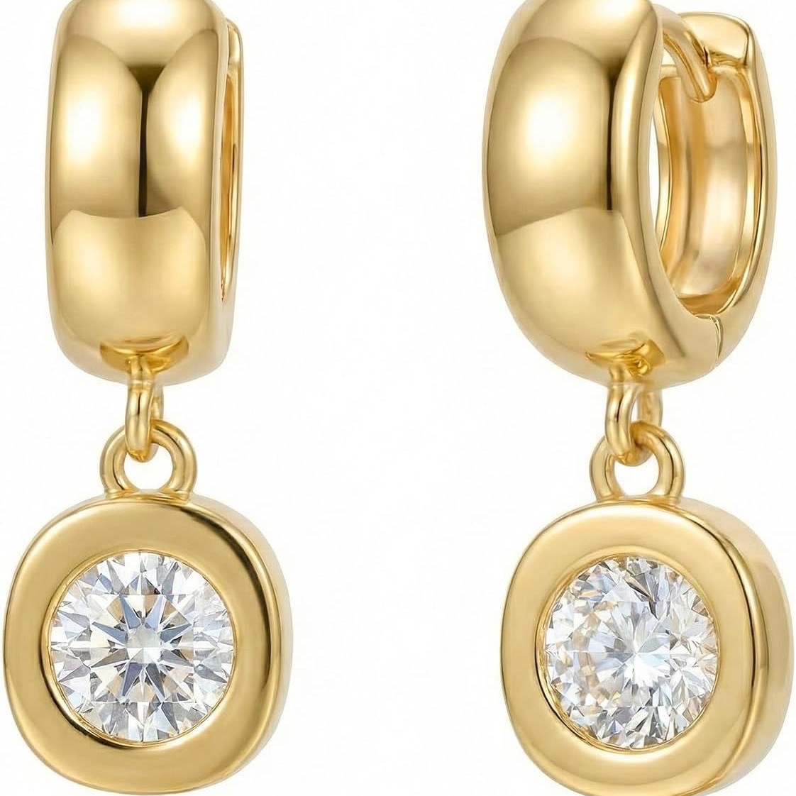 European and American cross-border best-selling brass electroplated real gold bubble ear buckles, round zircon ear studs, women's cross-border earrings and earrings Specification image