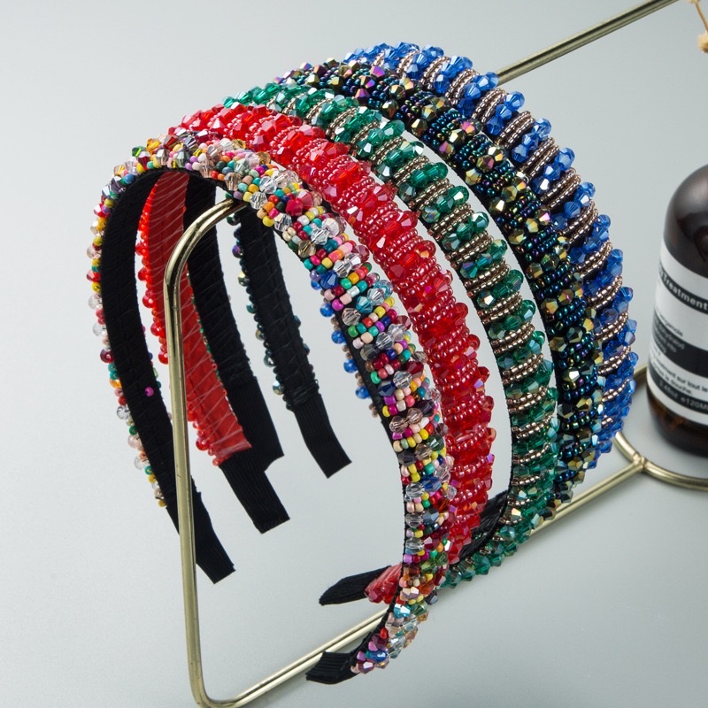 Hair bands, European and American hand-woven beaded headbands, Baroque beaded hair bundles for women, Korean version of popular facial wash hair accessories, hair bands and headwear