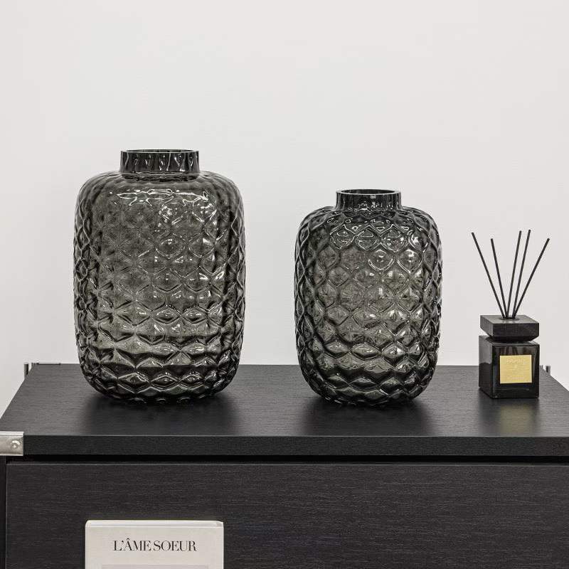 Black textured glass vase, rectangular ceramic plastic planting box, flowerpot Specification image