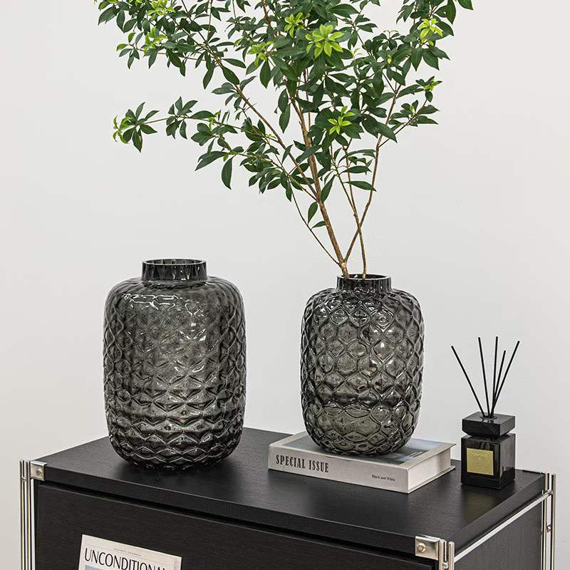 Black textured glass vase, rectangular ceramic plastic planting box, flowerpot Item Picture