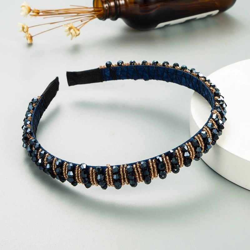 Hair bands, European and American hand-woven beaded headbands, Baroque beaded hair bundles for women, Korean version of popular facial wash hair accessories, hair bands and headwear detail image 13