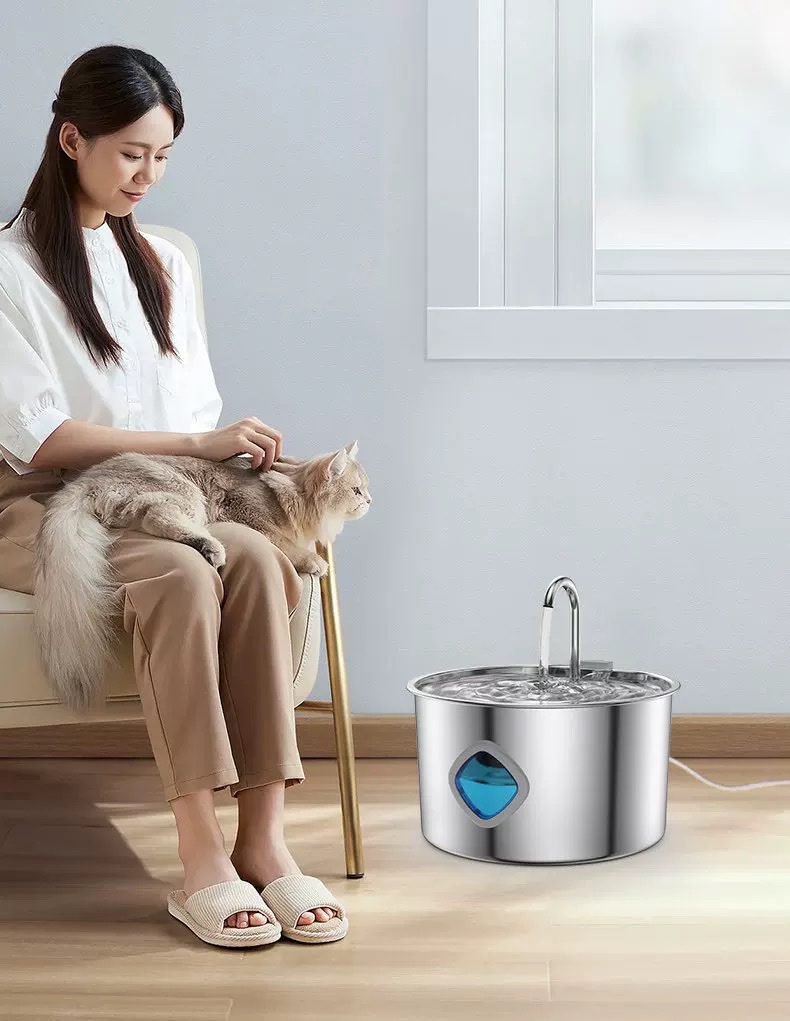 Cross-border best-selling all-stainless steel pet water dispenser, circular track-type water dispenser for cats and dogs detail image 2