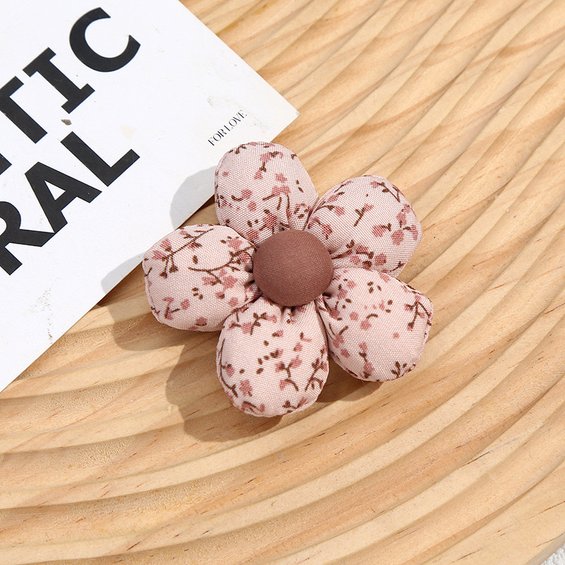 Japanese, Korean-style floral five-petal flower accessories, diy children's clothing accessories, hair accessories, cotton-padded fabric pendants detail image 2