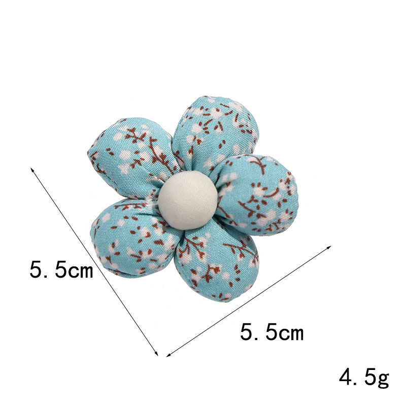 Japanese, Korean-style floral five-petal flower accessories, diy children's clothing accessories, hair accessories, cotton-padded fabric pendants detail image 5