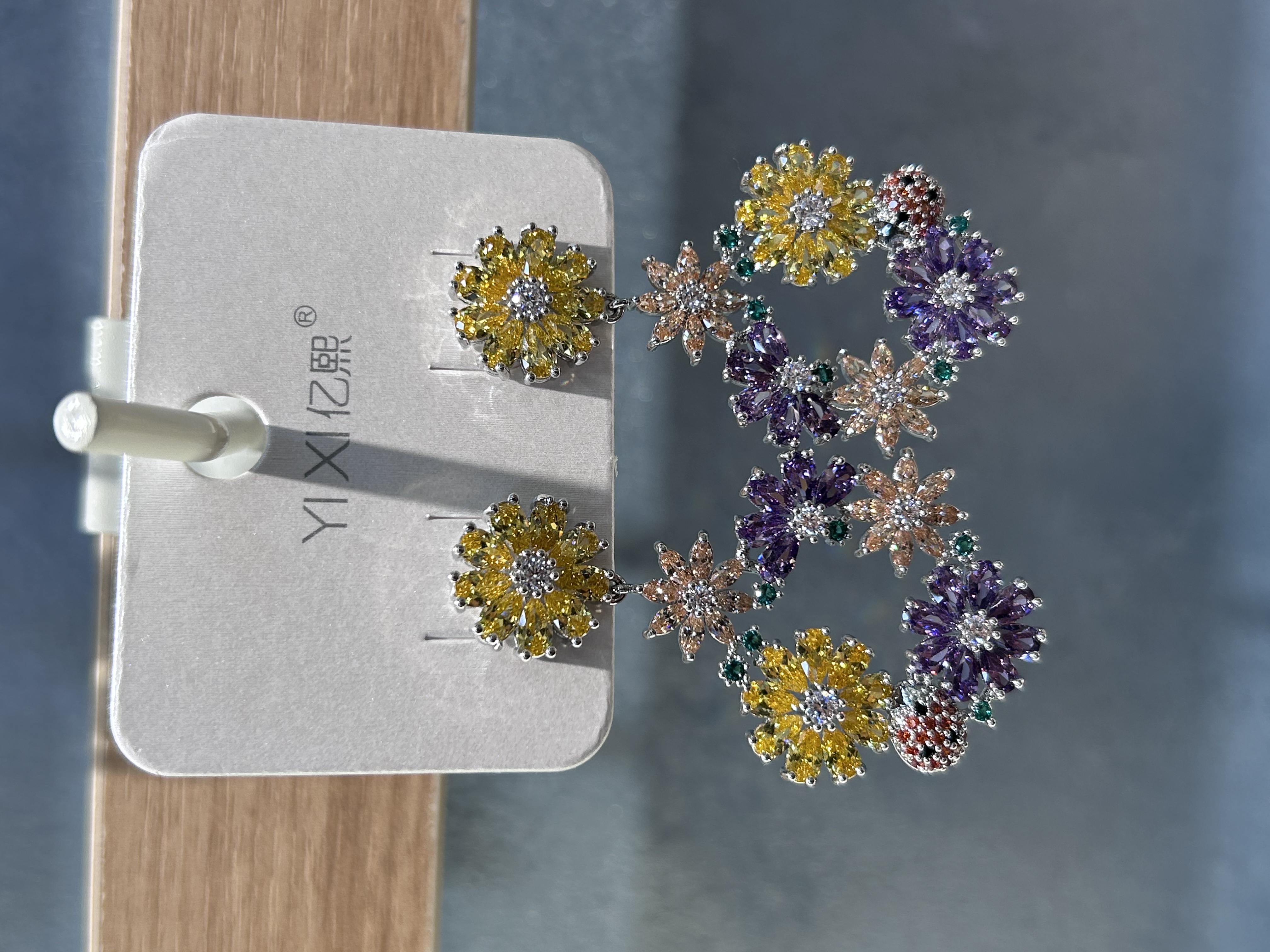 925 Silver zircon small flower earrings