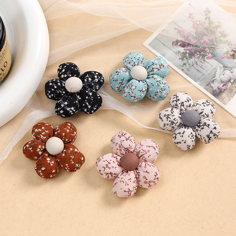 Japanese, Korean-style floral five-petal flower accessories, diy children's clothing accessories, hair accessories, cotton-padded fabric pendants