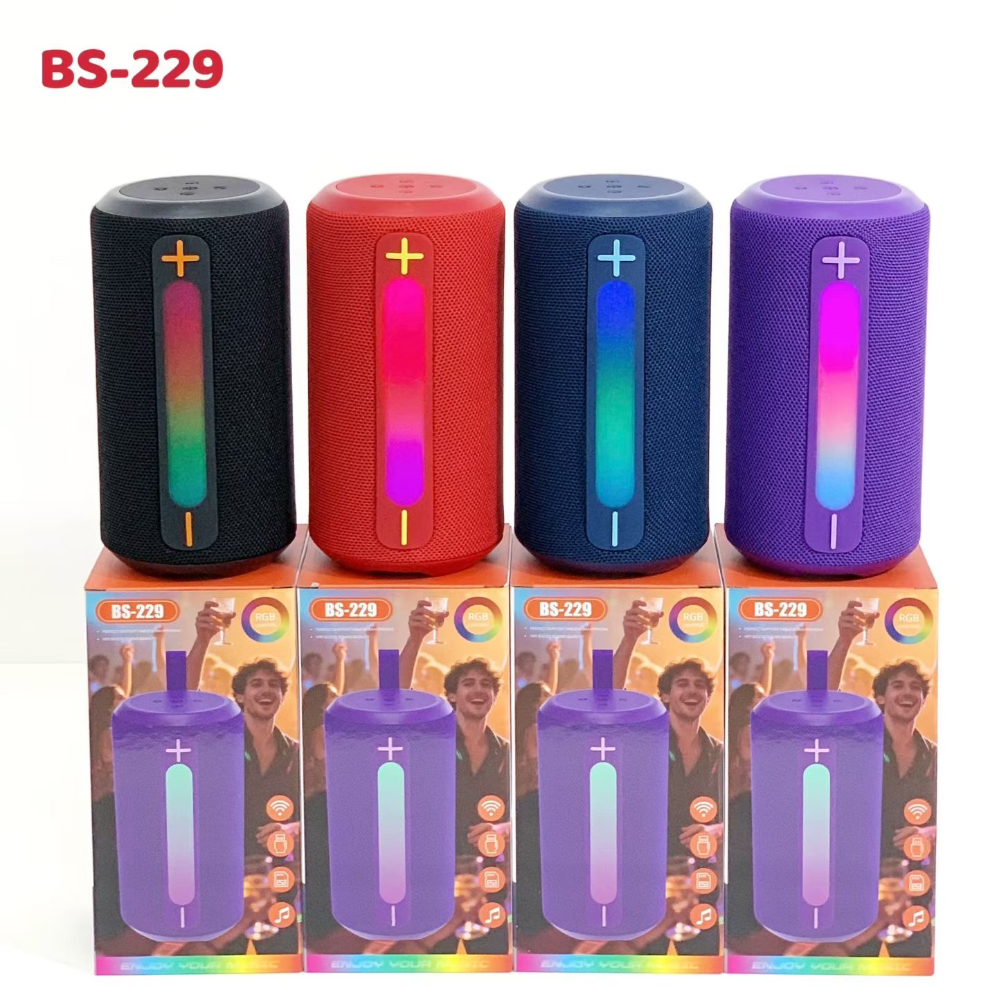新款手提蓝牙音箱上市[庆祝][庆祝]
新款型号：BS-229
支持功能：BT，TF，USB，FM，RGB，Type-C插口[烟花]