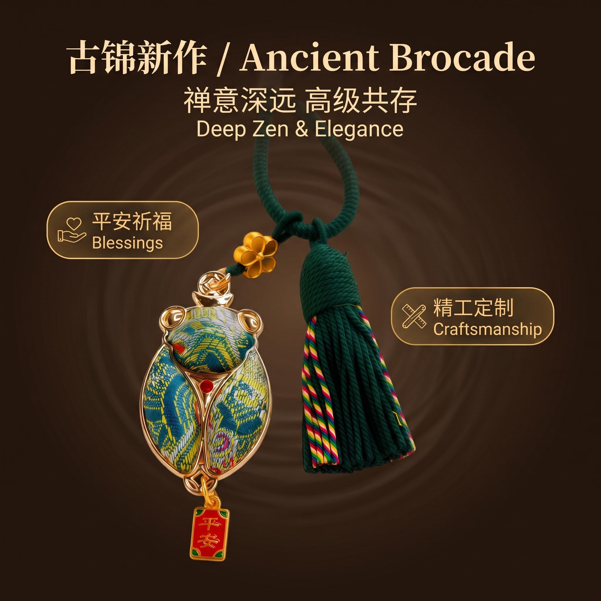 七彩物语 壮锦古法平安挂件壮金蝉平安挂件 非遗民族风车挂包挂饰 文创伴手礼 国潮流苏钥匙扣挂饰 民族风文创饰品批发